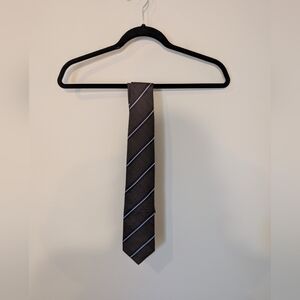NWT Sean John Fine Tailoring Brown Silk Tie Blue Diagonal Stripe